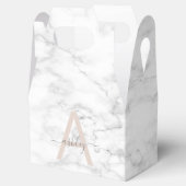 Chic Blush Pink White Marble Script Name Monogram Geschenkschachtel (Geöffnet)