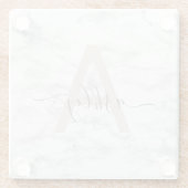 Chic Blush Pink White Marble Script Name Monogram Glasuntersetzer (Rückseite)