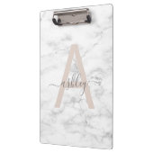 Chic Blush Pink White Marble Script Name Monogram Klemmbrett (Links)