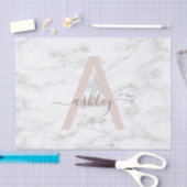 Chic Blush Pink White Marble Script Name Monogram Seidenpapier (Handwerk)