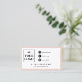 Chic Blush Pink White Social Media & Loyalty Visitenkarte (Stehend Vorderseite)