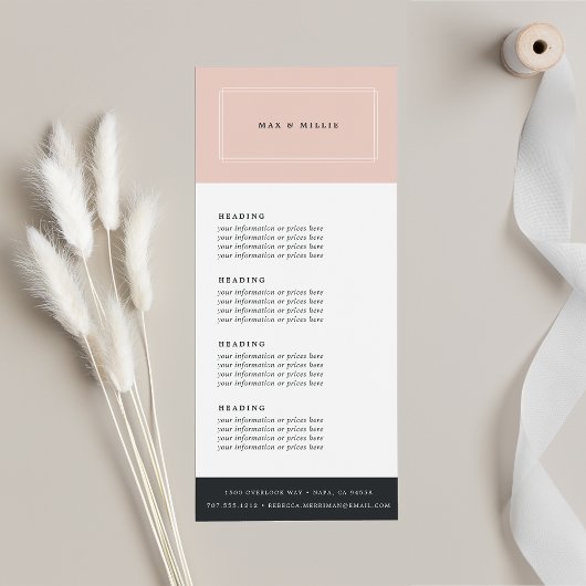 Chic Blush | Preise oder Dienstleistungen Werbekarte