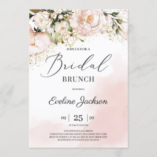 Chic Blush rosa Blütengold Boho Bridal Brunch Einladung