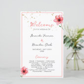 Chic Blush Rosa Florales Konfetti Rahmen Hochzeit (Stehend Vorderseite)
