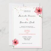 Chic Blush Rosa Florales Konfetti Rahmen Hochzeit Einladung (Vorderseite)