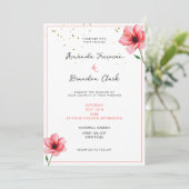 Chic Blush Rosa Florales Konfetti Rahmen Hochzeit Einladung (Stehend Vorderseite)