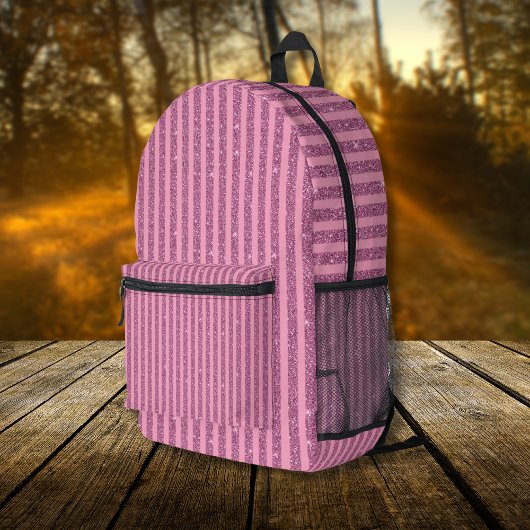 Chic Blush Rosa Glitter Style Vertikale Streifen Bedruckter Rucksack