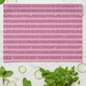 Chic Blush Rosa Glitter Style Vertikale Streifen Geschirrtuch (Gefaltet)