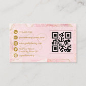 Chic Blush Rosa Gold Achat Marmor QR Code Luxus Visitenkarte (Rückseite)
