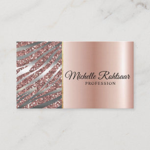 Chic Blush Rosa Gold Glitter Marmor Achat Monogram Visitenkarte