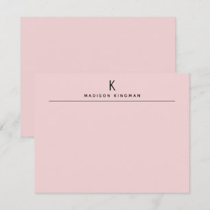 Chic Blush Rosa Moderne Monogramm Anfangsname Mitteilungskarte