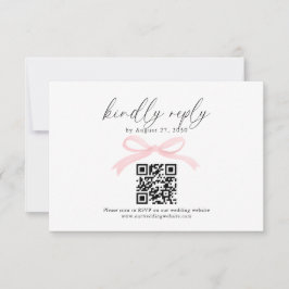Chic Blush Rosa Schleifenband QR Code Hochzeit RSV RSVP Karte