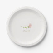 Chic Blush Rose Couple Initials Wedding Pappteller (Vorderseite)