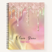 Chic Blush Rose Einhorn Tropf Glitzer Monogramm Notizblock (Vorderseite)