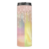 Chic Blush Rose Einhorn Tropf Glitzer Monogramm Thermosbecher (Rückseite)