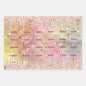 Chic Blush Rose Einhorn Tropfende Glitzer Geschenkpapier Set (Vorderseite 2)