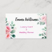 Chic Blush Rose & Eukalyptus Event Plane Visitenkarte (Vorderseite)