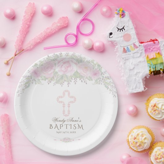 Chic Blush Rose Garden Frische Pasta machen Pappteller (Party)