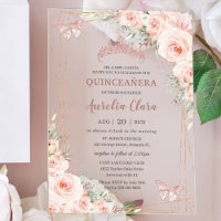 Chic Blush Rose Gold Butterfly Quinceñera