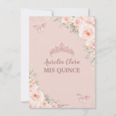 Chic Blush Rose Gold Butterfly Quinceñera Dankeskarte (Rückseite)
