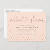 Chic Blush & Rose Gold Calligraphy Virtual Shower Einladungspostkarte (Vorne/Hinten)