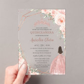 Chic Blush Rose Gold Quinceñera Princess Acryleinladungen (Insitu (Handheld))