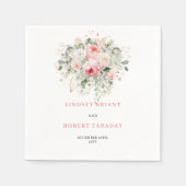 Chic Blush Rose Greenery Wedding Cocktail Napkins Serviette (Vorderseite)