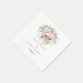 Chic Blush Rose Greenery Wedding Cocktail Napkins Serviette (Ecke)