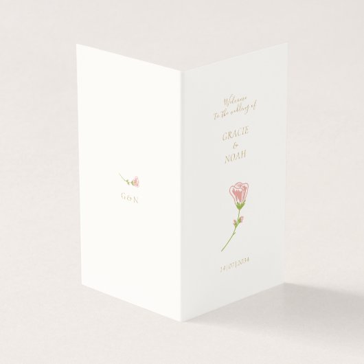 Chic Blush Rose Hochzeitsprogramm für Elfenbein-Ka (Vorderseite)