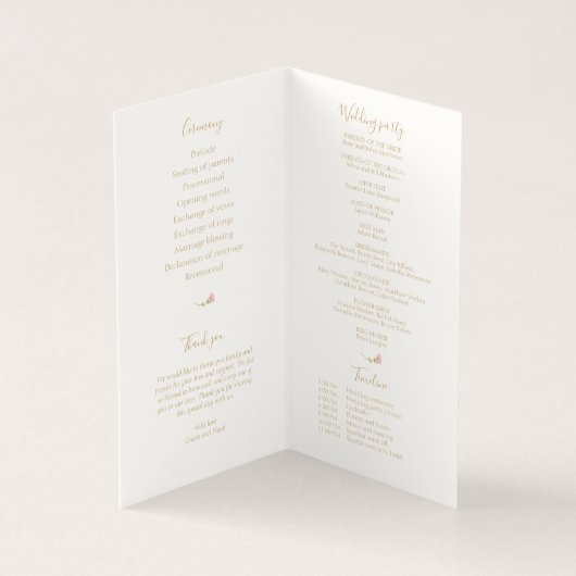 Chic Blush Rose Hochzeitsprogramm für Elfenbein-Ka (Innenseite)