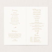 Chic Blush Rose Hochzeitsprogramm für Elfenbein-Ka (Innenseite Aufgefaltet)