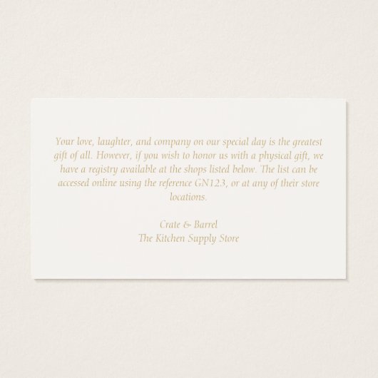 Chic Blush Rose Hochzeitsregistrierung (Rückseite)