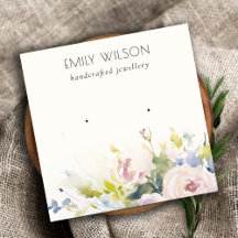 Chic Blush Roses Watercolor Floral Earring Display