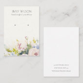 Chic Blush Roses Watercolor Floral Earring Display Visitenkarte (Vorne/Hinten)