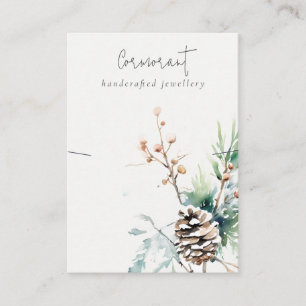 Chic Blush Snow Winter Berries Necklace Holder Visitenkarte