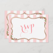 Chic Blush Stripes Gold Blumenzange RSVP (Vorne/Hinten)