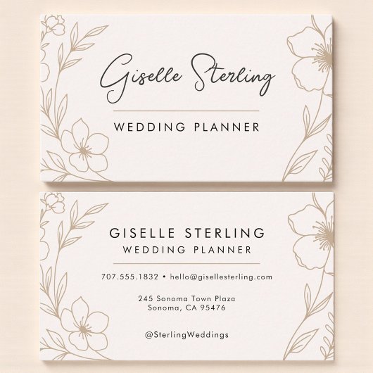 Chic Blush und Black Event Planner Profi Visitenkarte