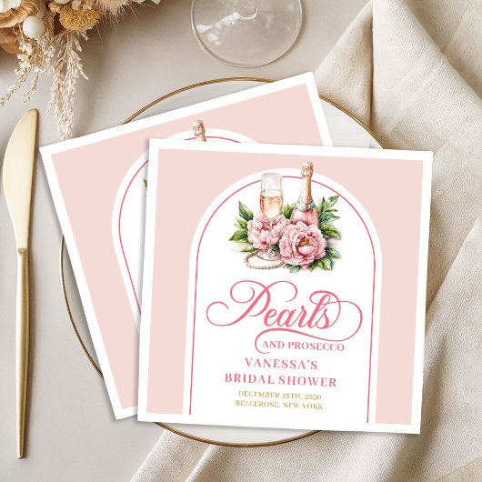Chic Blush und Gold Perlen Brautdusche Servietten