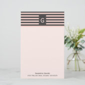 Chic Blush und Grau Mit Monogramm Stationery Briefpapier (Stehend Vorderseite)