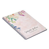 Chic Blush Wasserfarben Floral Monogram Custom Tex Notizblock (Rechte Seite)