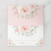 Chic Blush Watercolor Blume Brautparty Hochzeit Platzkarte (Außenseite Aufgefaltet)