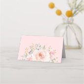 Chic Blush Watercolor Blume Brautparty Hochzeit Platzkarte (Rückseite)