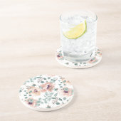 Chic Blush Watercolor-Blume Getränkeuntersetzer (Seite)