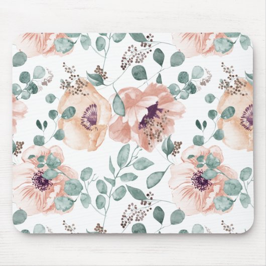 Chic Blush Watercolor-Blume Mousepad (Vorne)
