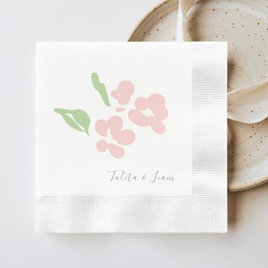 Chic Blush Watercolor Blumen bedruckter Papiertisc Serviette