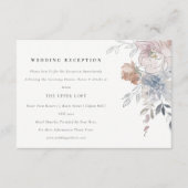 Chic Blush Watercolor Blumenhochzeit Empfang Begleitkarte (Vorderseite)