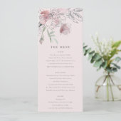 Chic Blush Watercolor Blumenkarte zum Hochzeitsmen Einladung (Stehend Vorderseite)