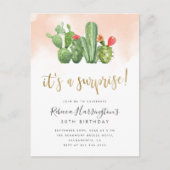 Chic Blush Watercolor & Cactus Surprise Party Einladungspostkarte (Vorderseite)