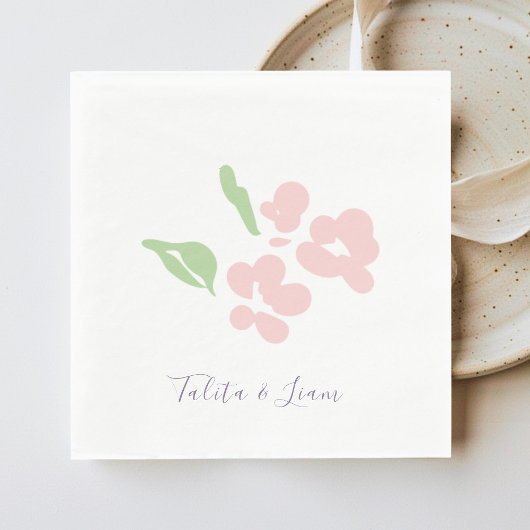 Chic Blush Watercolor Floral Paper Napkin Serviette