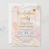 Chic Blush Watercolor Goldener geometrischer Absch Einladung (Vorderseite)
